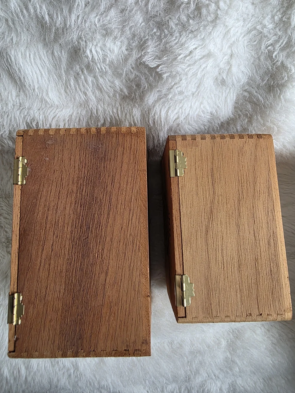 2 J.R Vintage Cigar Wooden Storage Box Set - Natural Brown Home Organizer